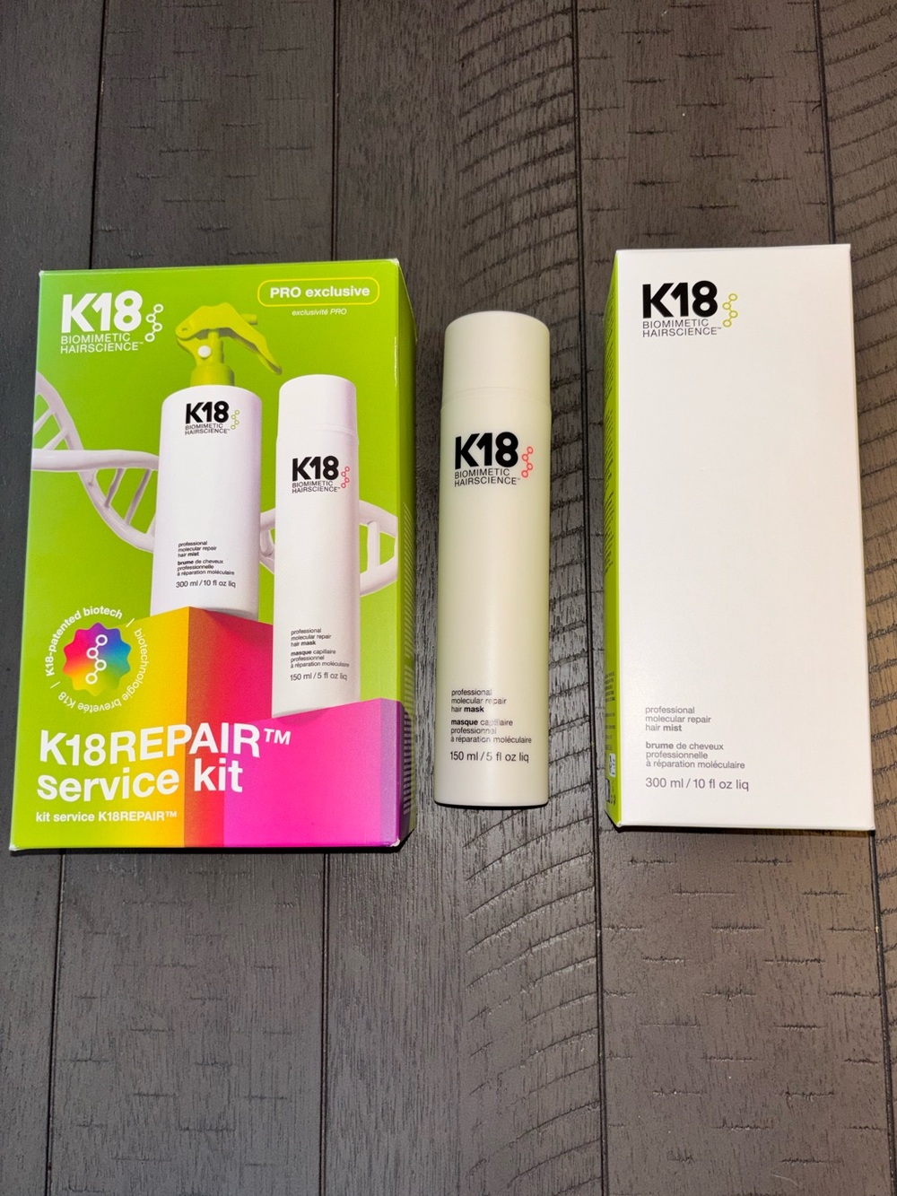 K18 Repair Service Kit Molecular Repair Hair Mist 300 ml Hair Mask 150 ml New